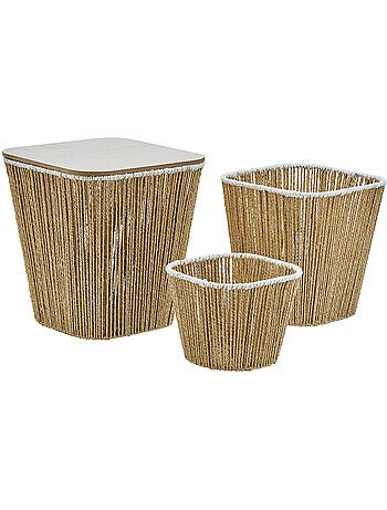 Lot de 3 paniers gigogne tressés avec couvercle BANJO