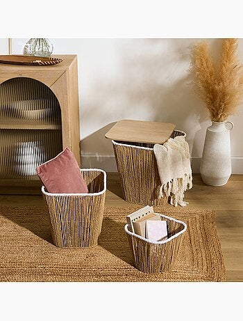 Lot de 3 paniers gigogne tressés avec couvercle BANJO