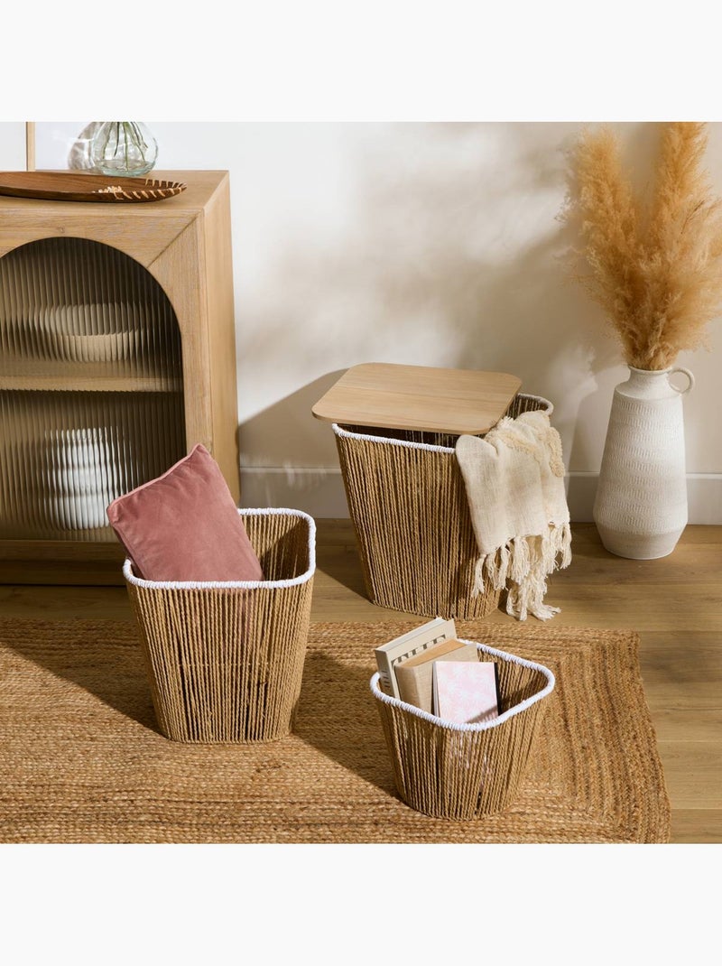 Lot de 3 paniers gigogne tressés avec couvercle BANJO Beige - Kiabi