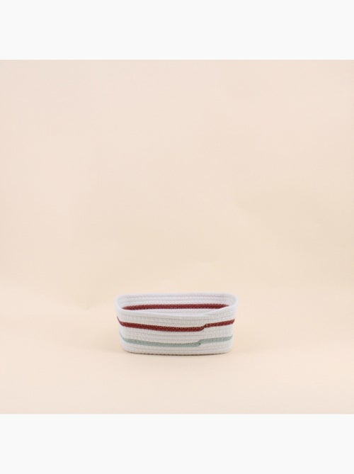 Lot de 3 paniers rectangulaires en corde blanc détail rouge - Kiabi