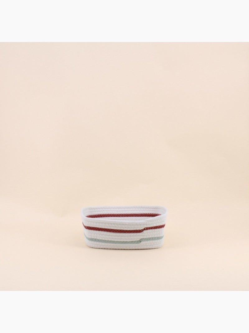 Lot de 3 paniers rectangulaires en corde blanc détail rouge Blanc - Kiabi