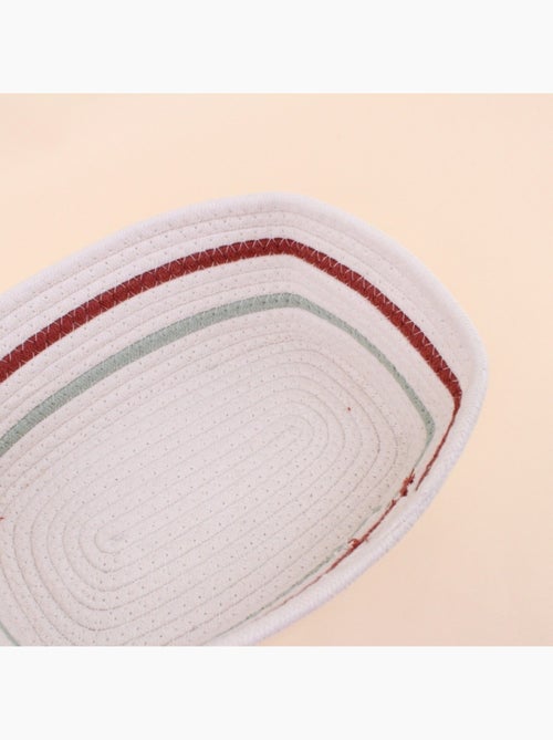 Lot de 3 paniers rectangulaires en corde blanc détail rouge - Kiabi