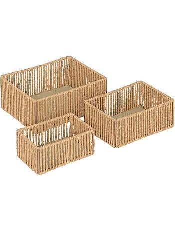 Lot de 3 paniers rectangulaires tressés ALI