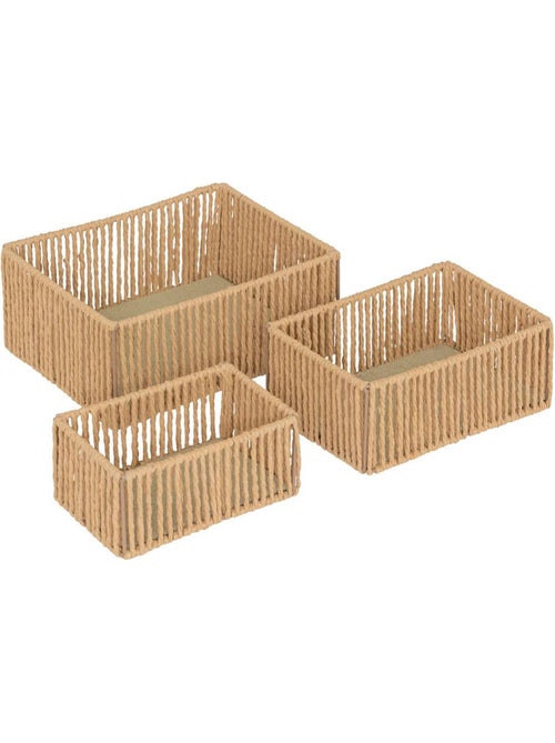 Lot de 3 paniers rectangulaires tressés ALI - Kiabi Lot de 3 paniers rectangulaires tressés ALI - Kiabi