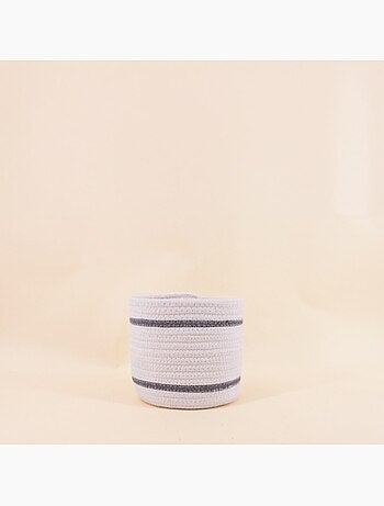 Lot de 3 paniers ronds en corde blanc détail gris