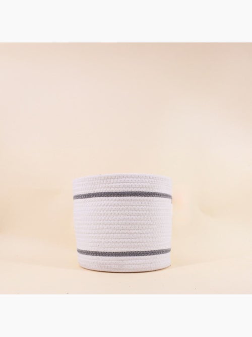 Lot de 3 paniers ronds en corde blanc détail gris - Kiabi