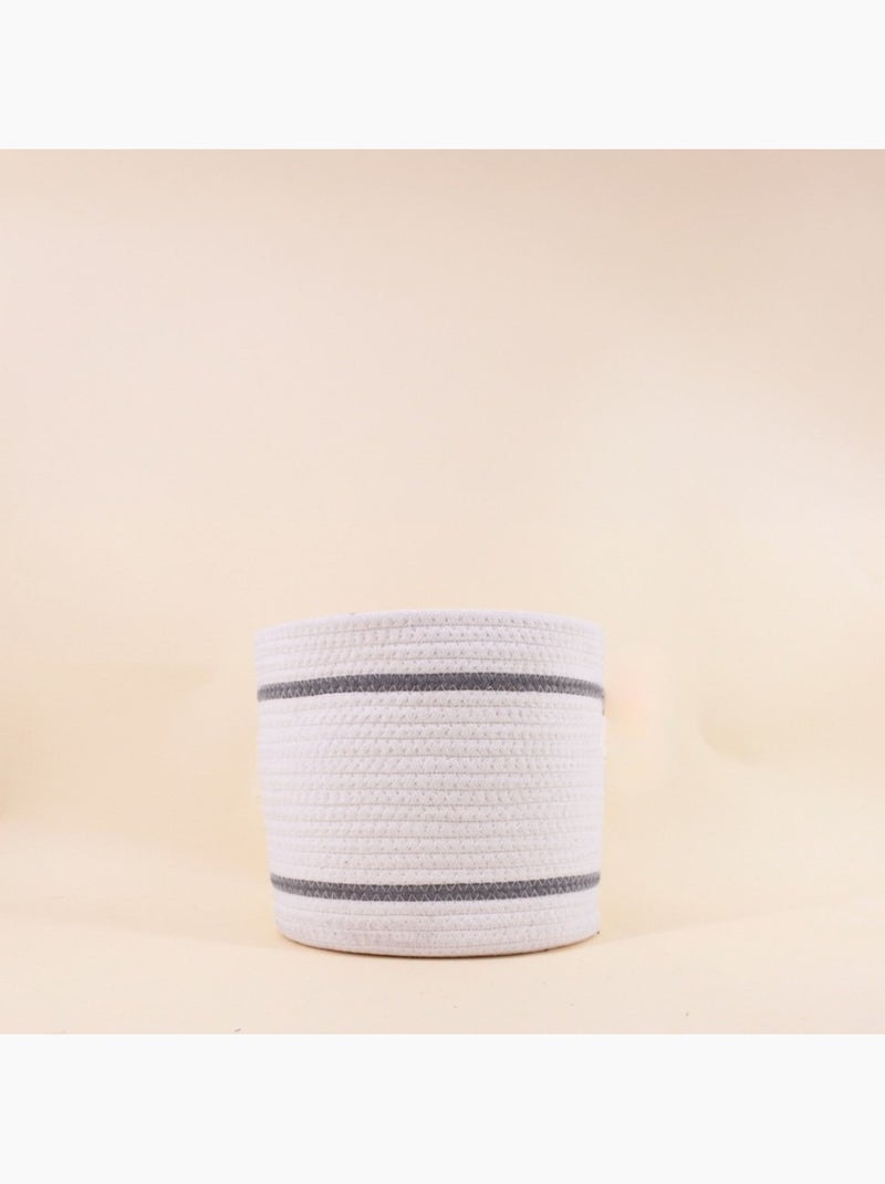 Lot de 3 paniers ronds en corde blanc détail gris Blanc - Kiabi