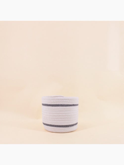Lot de 3 paniers ronds en corde blanc détail gris - Kiabi