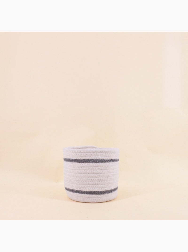 Lot de 3 paniers ronds en corde blanc détail gris Blanc - Kiabi