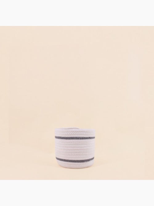 Lot de 3 paniers ronds en corde blanc détail gris - Kiabi