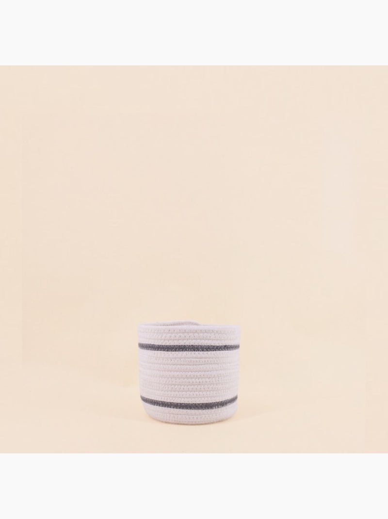 Lot de 3 paniers ronds en corde blanc détail gris Blanc - Kiabi