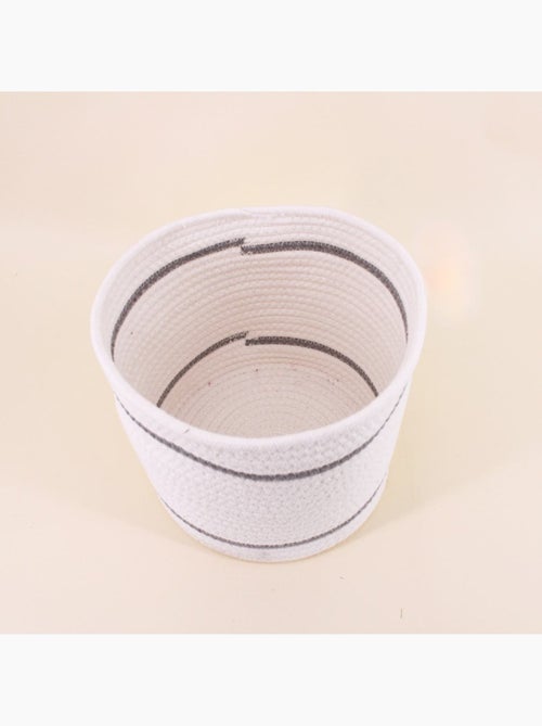 Lot de 3 paniers ronds en corde blanc détail gris - Kiabi