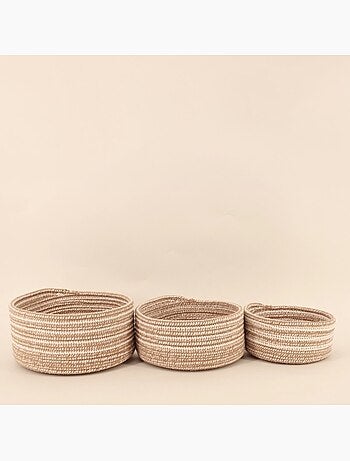 Lot de 3 paniers ronds en corde de coton