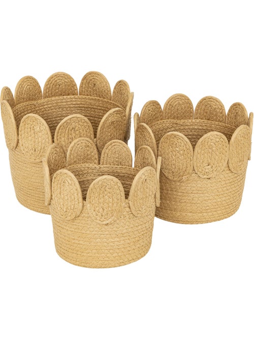 Lot de 3 paniers ronds en fibres végétales tressées INUIT - Kiabi