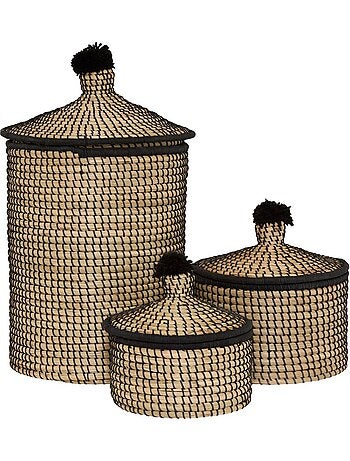 Lot de 3 paniers ronds en roseau NYERO