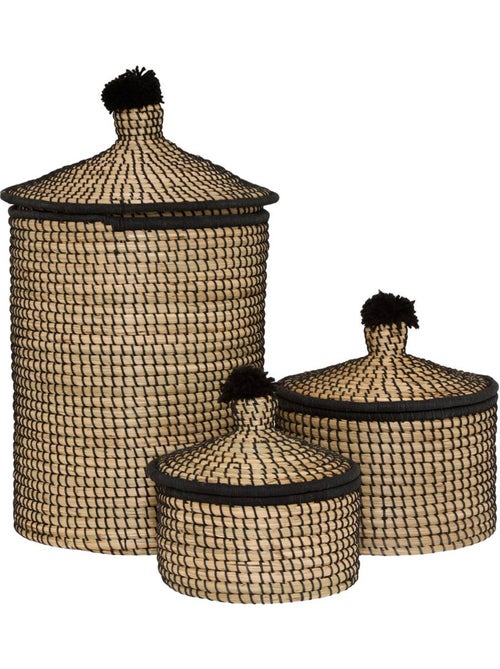 Lot de 3 paniers ronds en roseau NYERO - Kiabi Lot de 3 paniers ronds en roseau NYERO - Kiabi