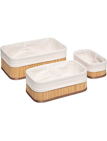 Lot de 3 paniers tissu VANNERIE