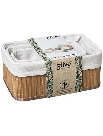 Lot de 3 paniers tissu VANNERIE