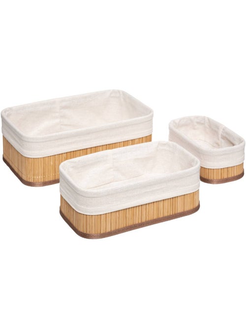 Lot de 3 paniers tissu VANNERIE - Kiabi