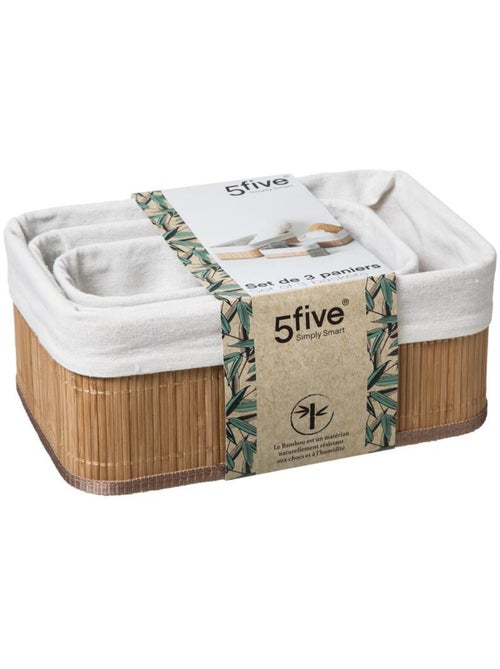 Lot de 3 paniers tissu VANNERIE - Kiabi