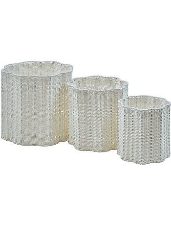 Lot de 3 paniers tressés forme fleur FLEUR DE ROSE