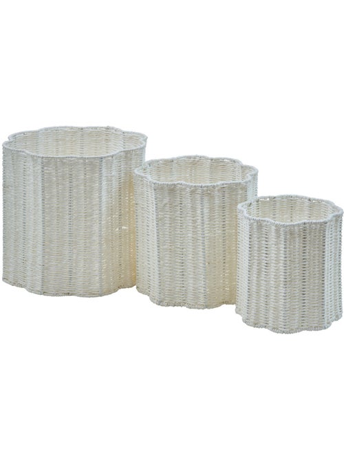 Lot de 3 paniers tressés forme fleur FLEUR DE ROSE - Kiabi