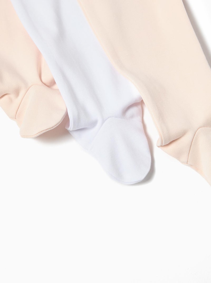 Lot de 3 pantalons à pieds pour bébé MO Fashion Blanc Rose - Kiabi