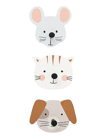 Lot de 3 patères animaux