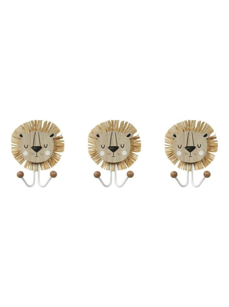 Lot de 3 patères Lion Beige - Kiabi