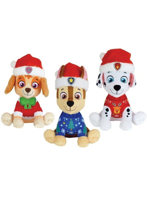 Lot de 3 peluches - Pat'Patrouille - Chase, Stella et Marcus - +/- 17 cm - Version Noël - Kiabi