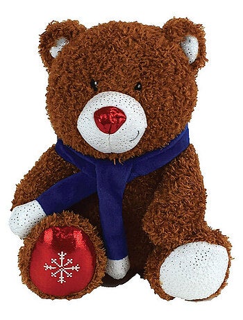Lot de 3 Peluches de Noël Chien, Ours, et Bonhomme de neige- 20 cm