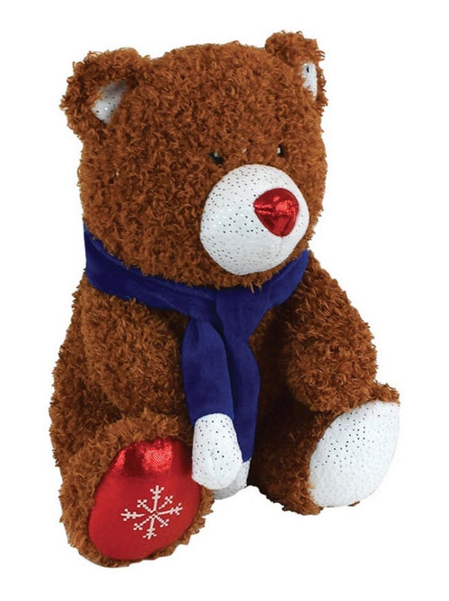 Lot de 3 Peluches de Noël Chien, Ours, et Bonhomme de neige- 20 cm - Kiabi