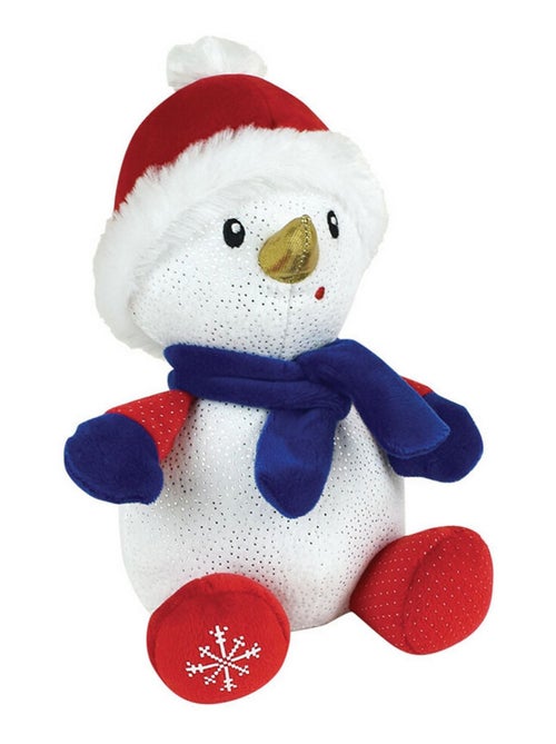 Lot de 3 Peluches de Noël Chien, Ours, et Bonhomme de neige- 20 cm - Kiabi