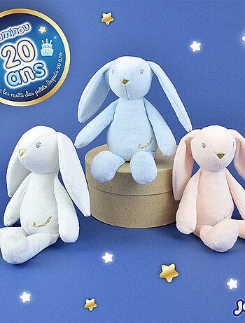 Lot de 3 peluches Lapin Luminou - lumineuse naturelle fonctionne sans pile et 21cm -