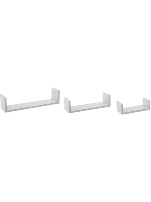 Lot de 3 petites étagères murales effet bois design flottant FIXY - Kiabi