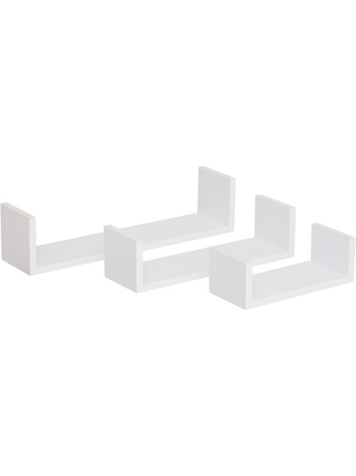 Lot de 3 petites étagères murales effet bois design flottant FIXY - Kiabi