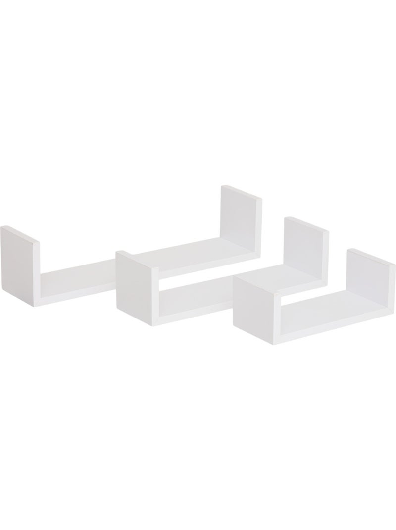 Lot de 3 petites étagères murales effet bois design flottant FIXY Blanc - Kiabi
