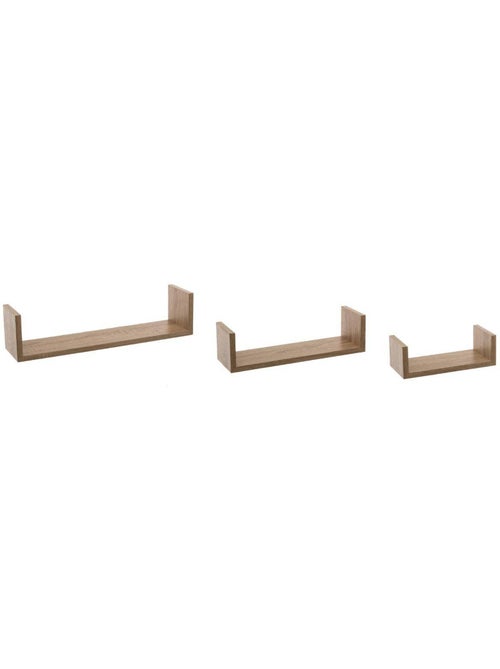 Lot de 3 petites étagères murales effet bois design flottant FIXY - Kiabi