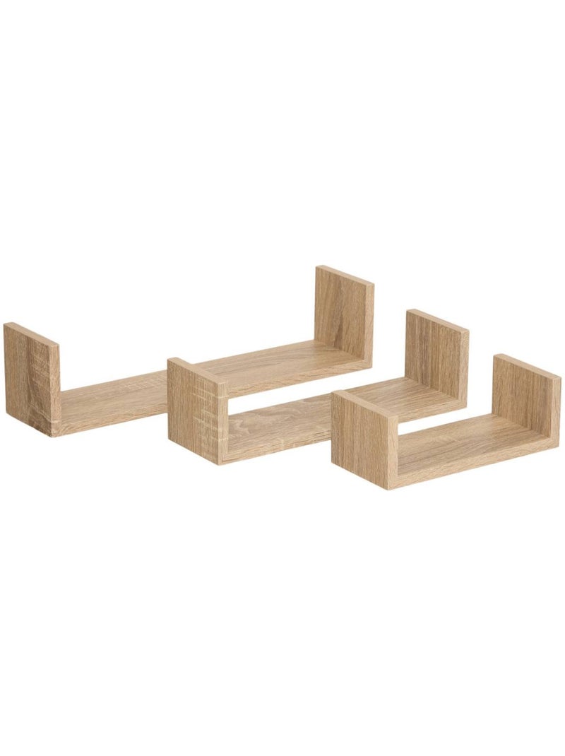 Lot de 3 petites étagères murales effet bois design flottant FIXY Bois naturel - Kiabi