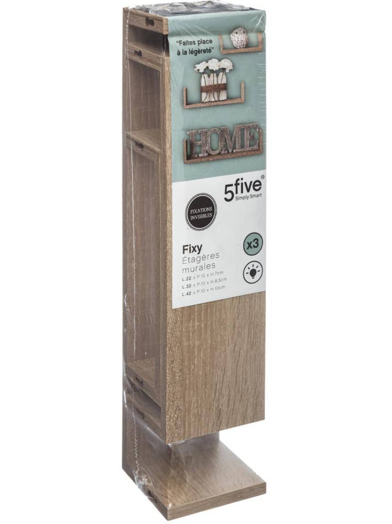 Lot de 3 petites étagères murales effet bois design flottant FIXY Bois naturel - Kiabi