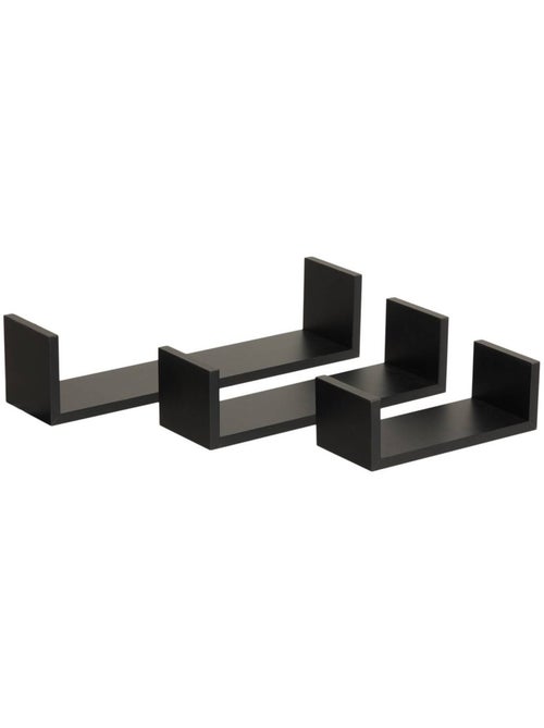 Lot de 3 petites étagères murales effet bois design flottant FIXY - Kiabi