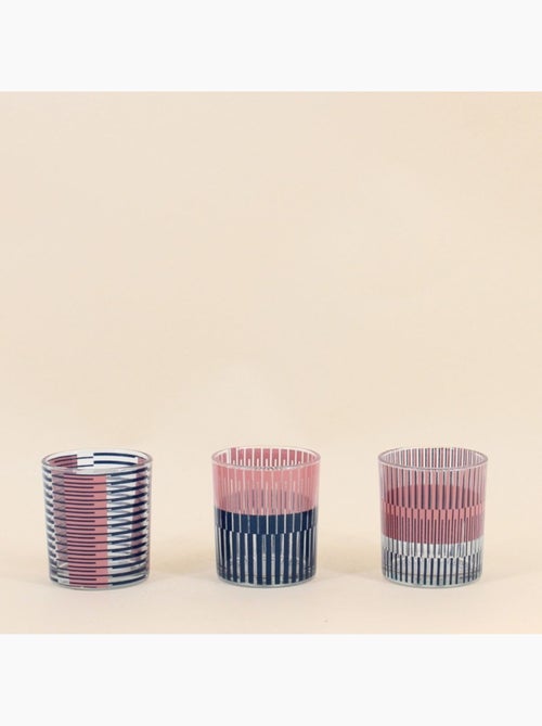Lot de 3 photophores en verre imprimé - Kiabi