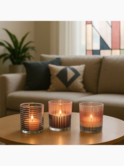 Lot de 3 photophores en verre imprimé - Kiabi