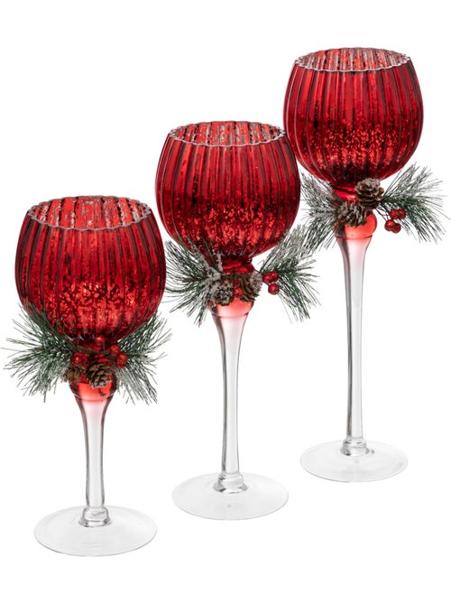 Lot de 3 photophores sur pied avec branches 40 cm SIMO - Kiabi