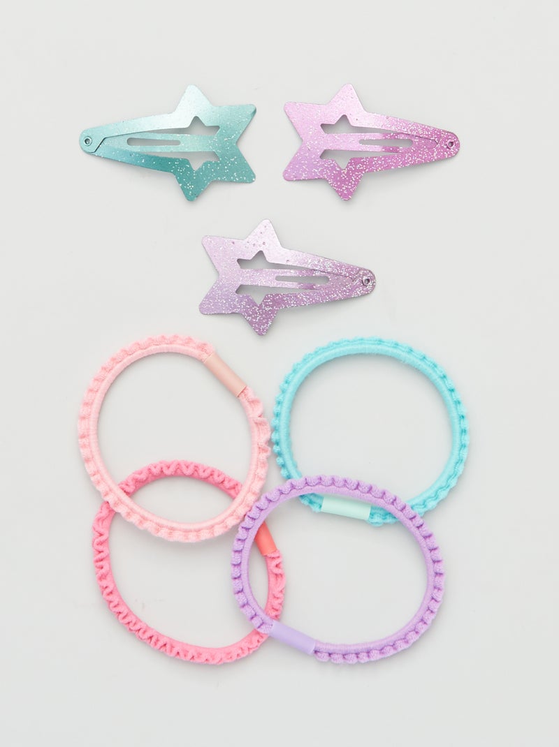 Lot De 4 élastiques à Cheveux LaModa Rose Avec Fleurs Et Perles - Pour Filles, Neuf