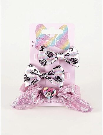 Lot de 3 pinces à cheveux nœud en résine minnie disney