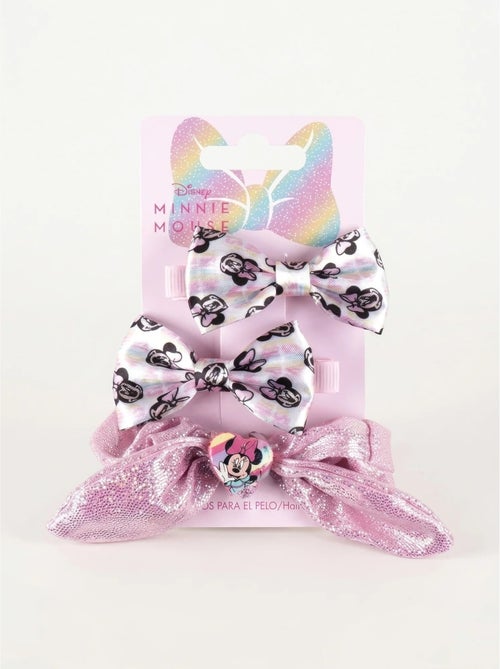 Lot de 3 pinces à cheveux nœud en résine minnie disney - Kiabi