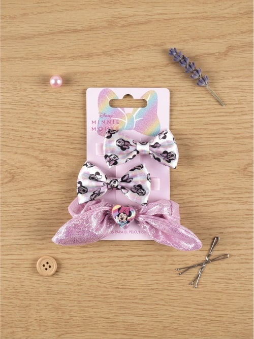 Lot de 3 pinces à cheveux nœud en résine minnie disney - Kiabi