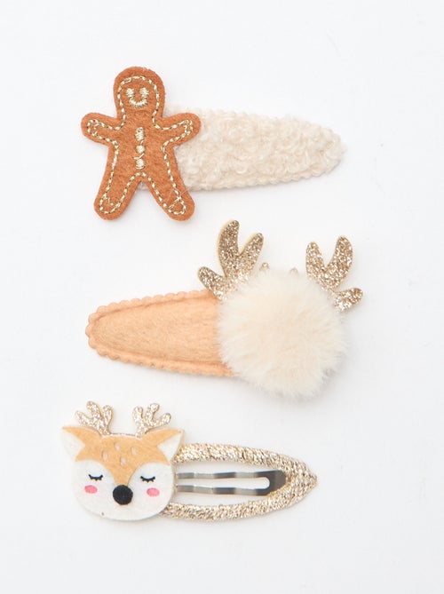 Lot de 3 pinces clic clac 'Noël' - Kiabi