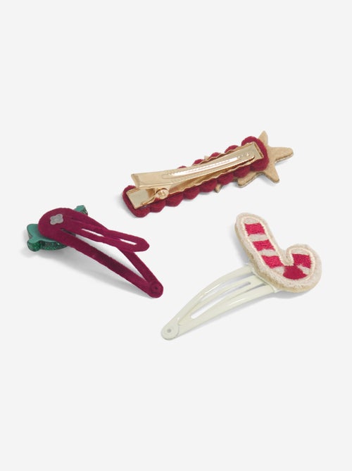 Lot de 3 pinces clic clac 'Noël' - Kiabi